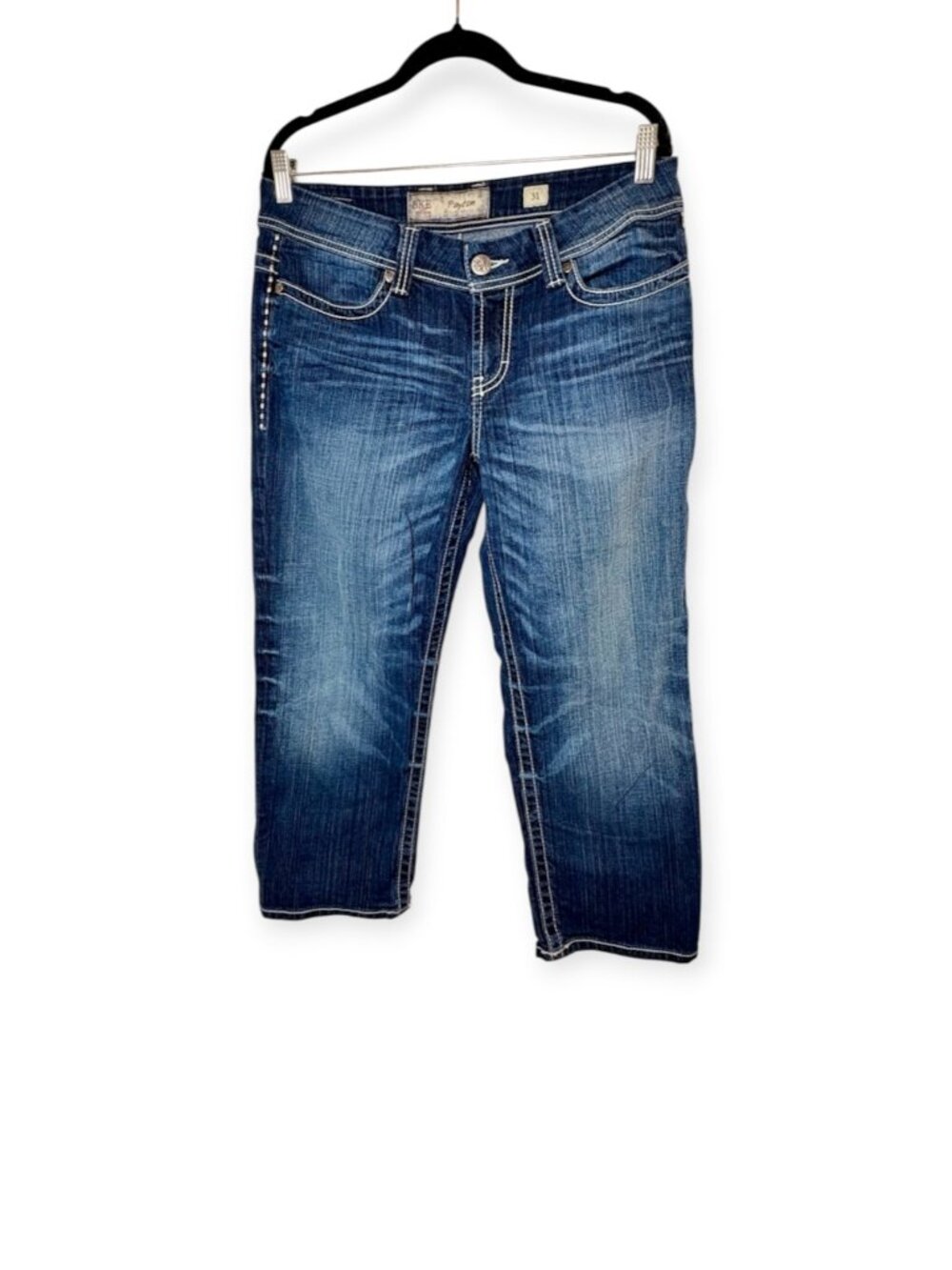 BKE Payton Medium Wash Mid Rise Stretch Capri Jeans Size 31